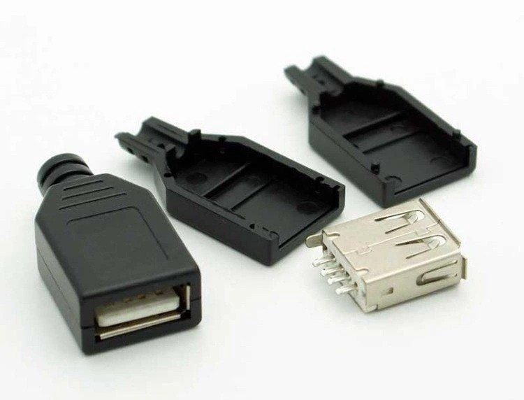 Oem USB tipo A lizdas - su dangteliu - montuojamas ant laido - lizdas