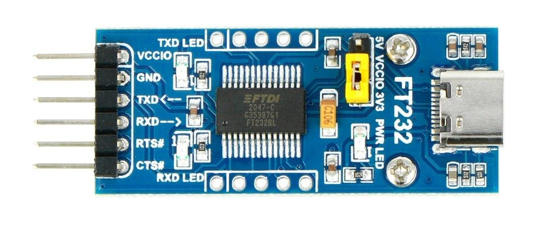 FT232 USB-UART modulis su USB-C jungtimi