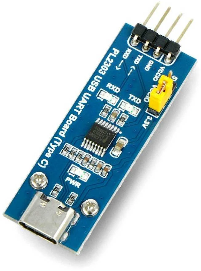 USB-UART TTL konverteris PL2303 - USB tipo C lizdas - Waveshare 20645