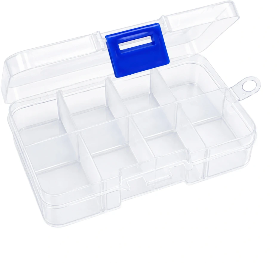 Uždaromas permatomas dėžučių rinkinys (10 dalių), 33x33x17 mm, mini organizatorius