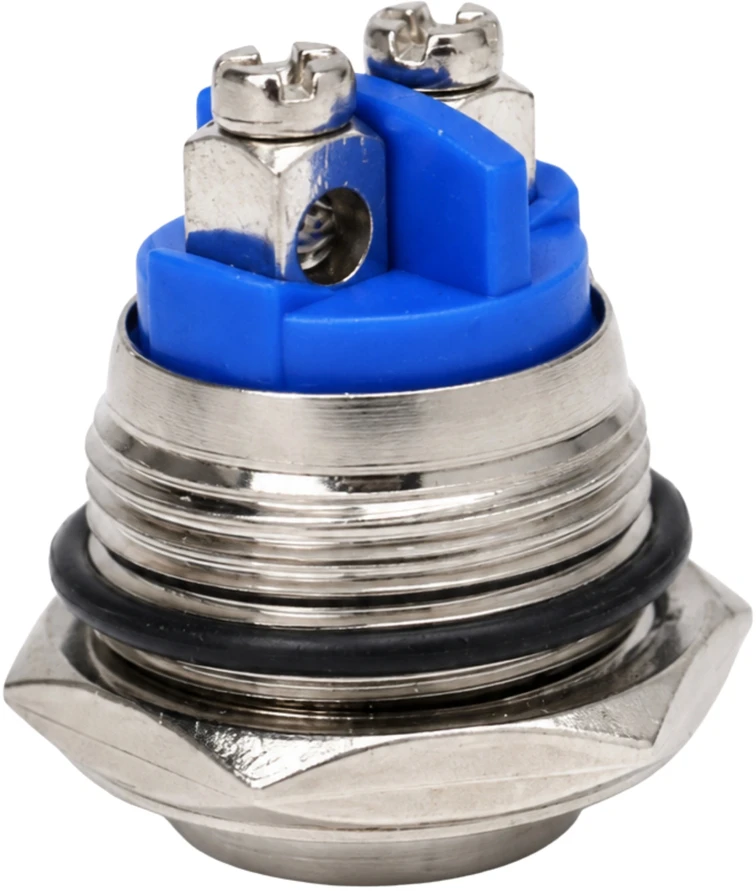Vandalams atsparus mygtukas, 16 mm monostabilus, 2A, 250V, išsikišęs raktas