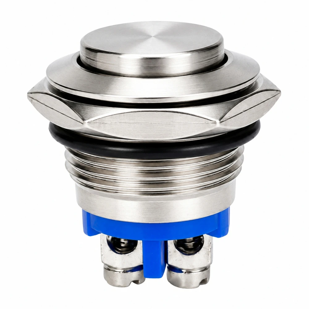 Vandalams atsparus mygtukas, 16 mm monostabilus, 2A, 250V, išsikišęs raktas