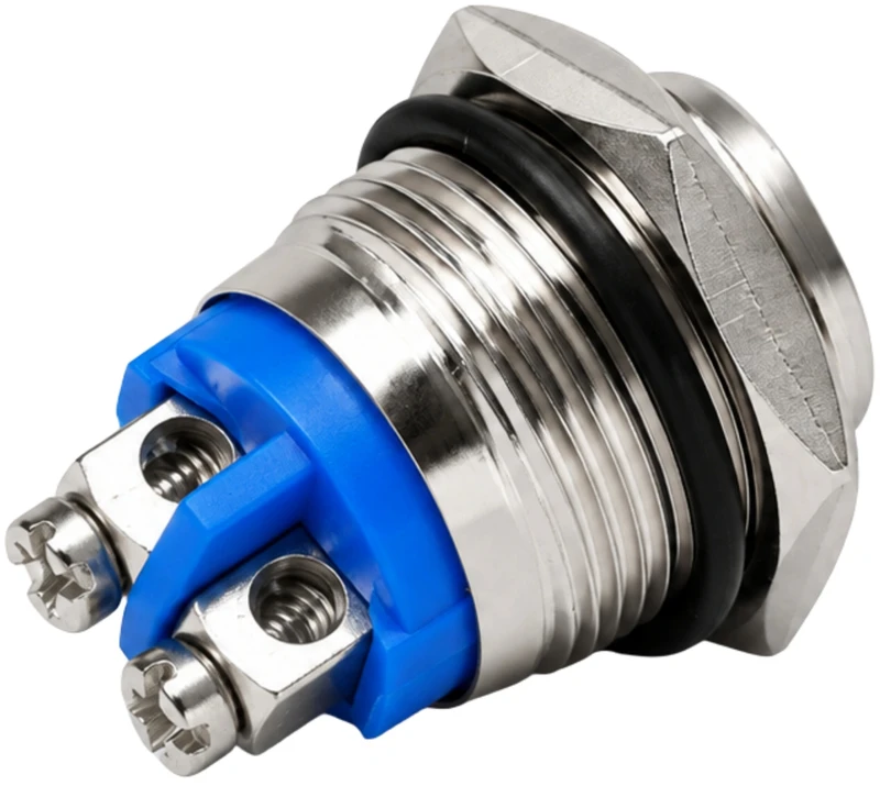 Vandalams atsparus mygtukas, 16 mm monostabilus, 2A, 250V, išsikišęs raktas