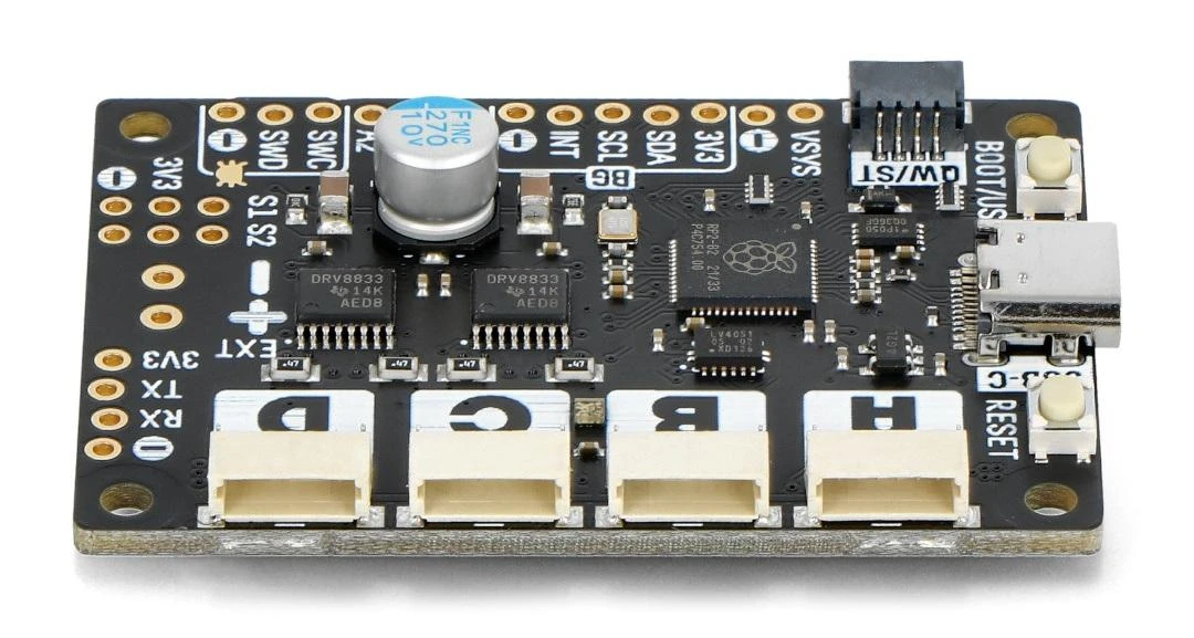 Pimoroni Motor 2040 valdymo plokštė su keturiomis jungtimis