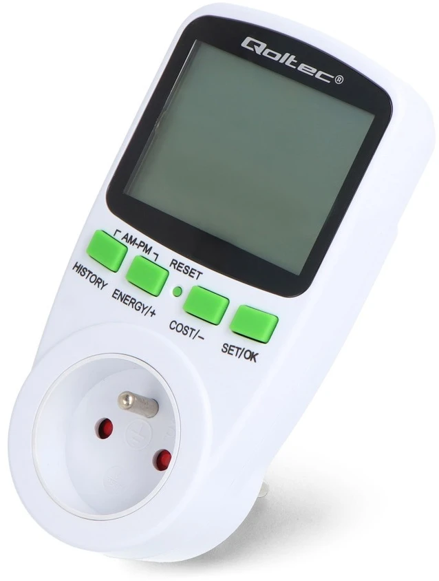 QOLTEC 50627 Galios matuoklis PM0627 su istorija / 3680W / 16A / LCD