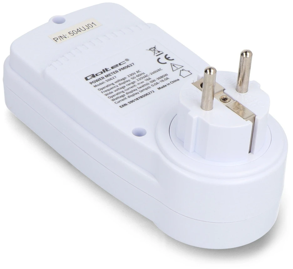 QOLTEC 50627 Galios matuoklis PM0627 su istorija / 3680W / 16A / LCD