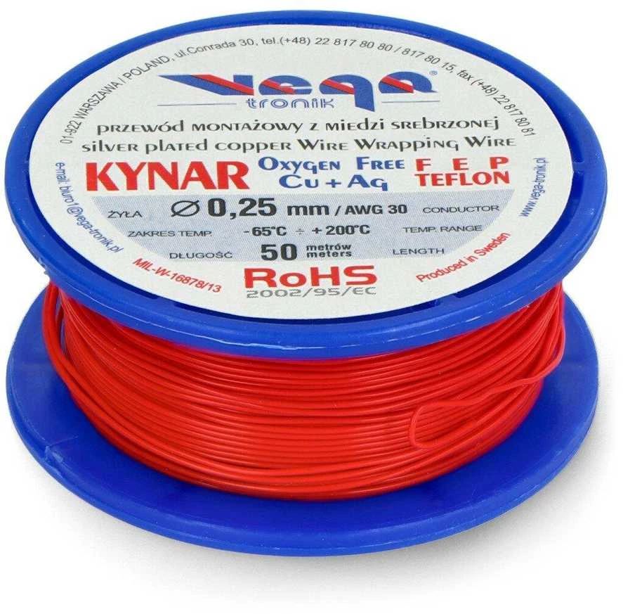 Raudonas Kynar montavimo laidas 0.25mm riteje