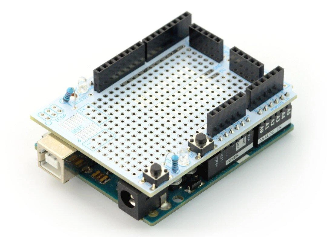 Velleman VMA201 Proto Shield + mini maketavimo plokštė 170 skylių - priedėlis, skirtas Arduino