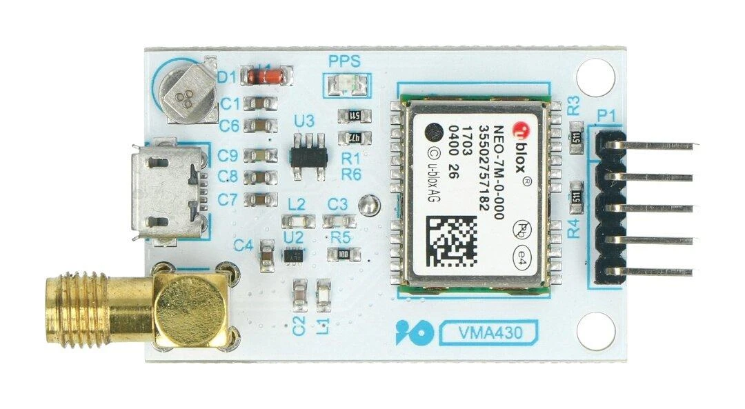 Velleman VMA430 modulis su u-Blox NEO-7M mikroschema