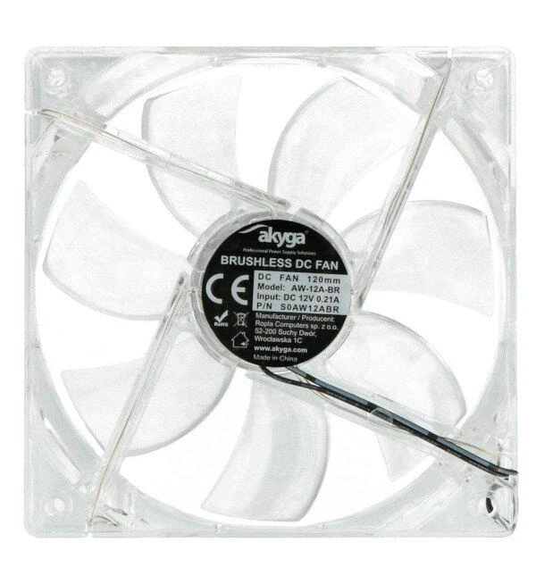 Akyga Oem Ventiliatorius 12V 120x120x25mm Molex - raudonas apšvietimas