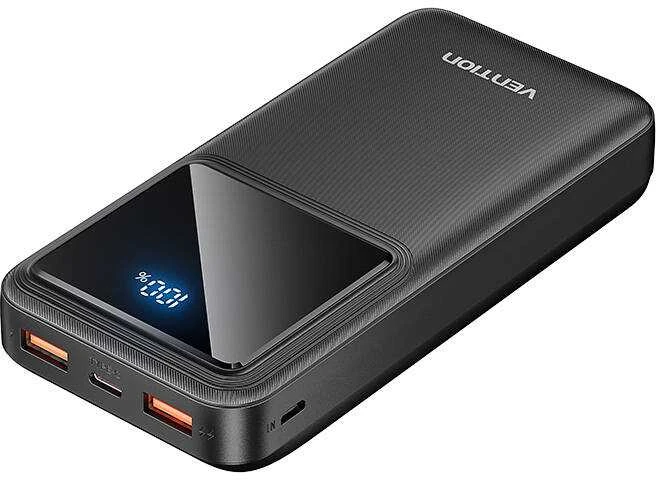 Vention Powerbank, ventiliacija, FHLB0, 20000 mAh, mikro USB, USB-C, 2xUSB-A, 22.5 W (juoda)
