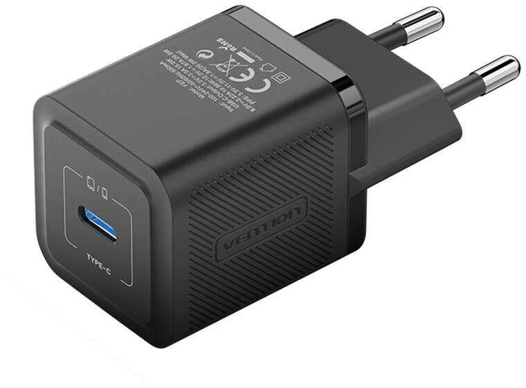 Vention Sieninis įkroviklis, ventiliacija, FEPB0-EU, USB-C, 20 W, GaN (juodas)