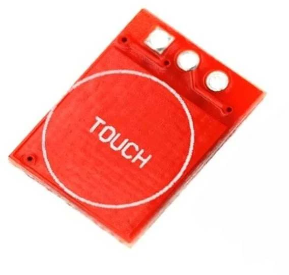 TTP223 jutiklis: raudonos spalvos modulis su TOUCH žyma