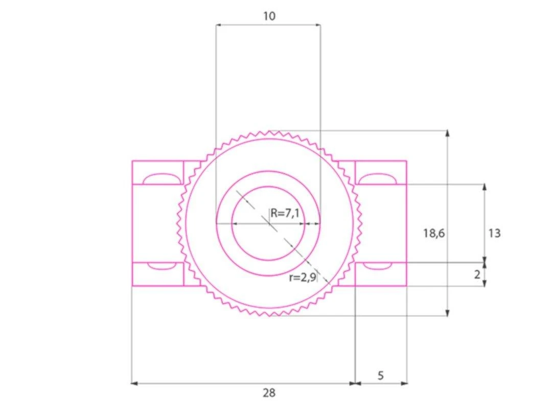 Bimetalinio jungiklio MR1 techninė diagrama