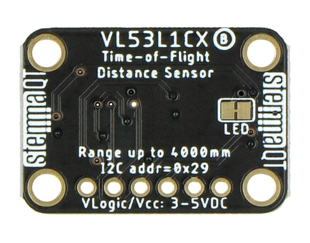 VL53L1X plokštė su techniniais užrašais