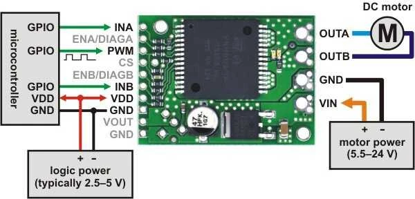 VNH5019, vieno kanalo 24V/12A variklio valdiklis, Pololu, 1451
