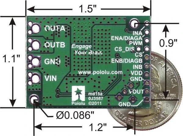 VNH5019, vieno kanalo 24V/12A variklio valdiklis, Pololu, 1451
