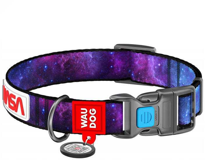 Waudog "NASA21" nailoninis šuns antkaklis su QR kodu, M dydis, plotis 20 mm