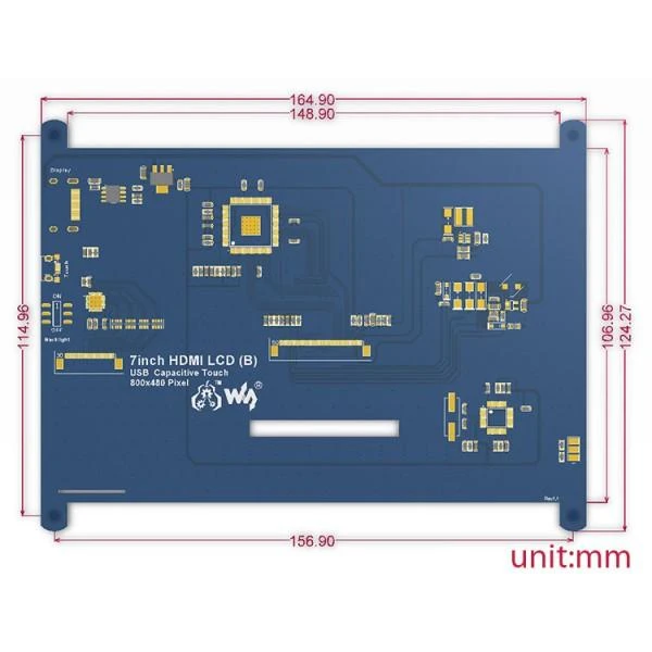Oem Waveshare Talpinis lietimui jautrus ekranas Raspberry Pi mikrokompiuteriui - LCD TFT 7