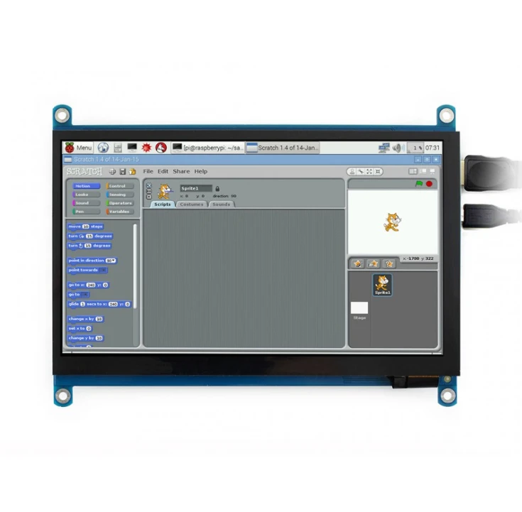 Oem Waveshare Talpinis Lietimui Jautrus Ekranas Raspberry Pi 3B+/3B/2B/Zero Mikrokompiuteriui - LCD IPS 7