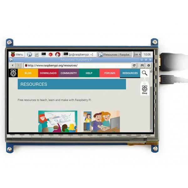 Waveshare 7 colių LCD ekranas su pajungtais laidais