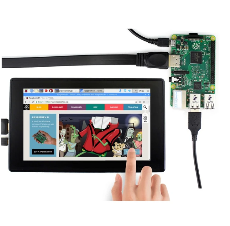 Oem Waveshare Talpinis Lietimui Jautrus Ekranas Raspberry Pi 3B+/3B/2B/Zero Mikrokompiuteriui - LCD IPS 7