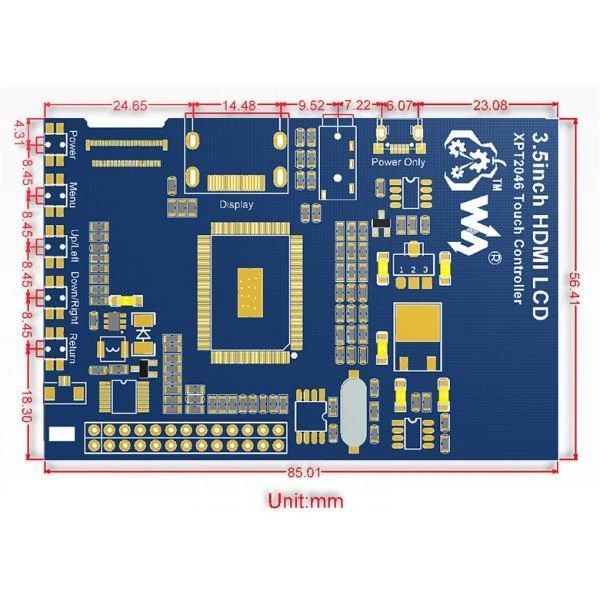 Waveshare Varžinis lietimui jautrus ekranas Raspberry Pi mikrokompiuteriui - LCD IPS 3.5