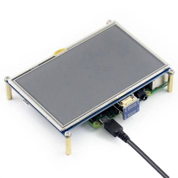 Oem Waveshare Varžinis Lietimui Jautrus Ekranas Raspberry Pi 3/2/B+ mikrokompiuteriui - LCD TFT 5" 800x480px HDMI + GPIO