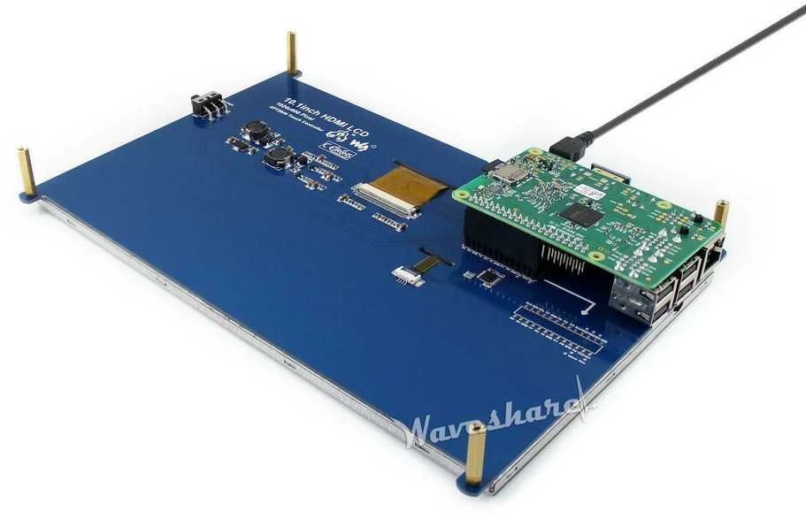 Waveshare 10.1 LCD su prijungtu Raspberry Pi