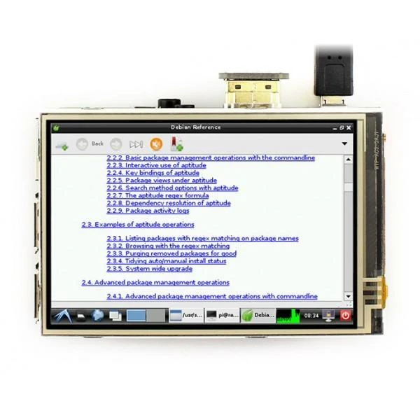 Waveshare 3.5 LCD ekranas su atvaizduojama Linux aplinka