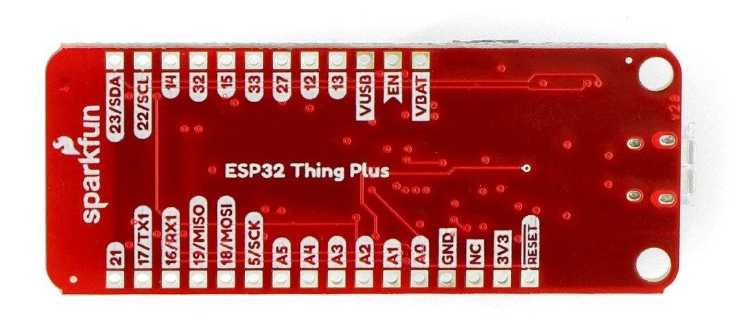 ESP32 Thing Plus valdiklio kontaktų išdėstymas