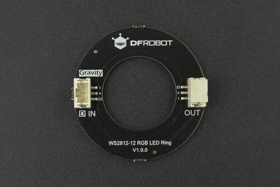 DFRobot WS2812 RGB LED žiedas su IN ir OUT jungtimis