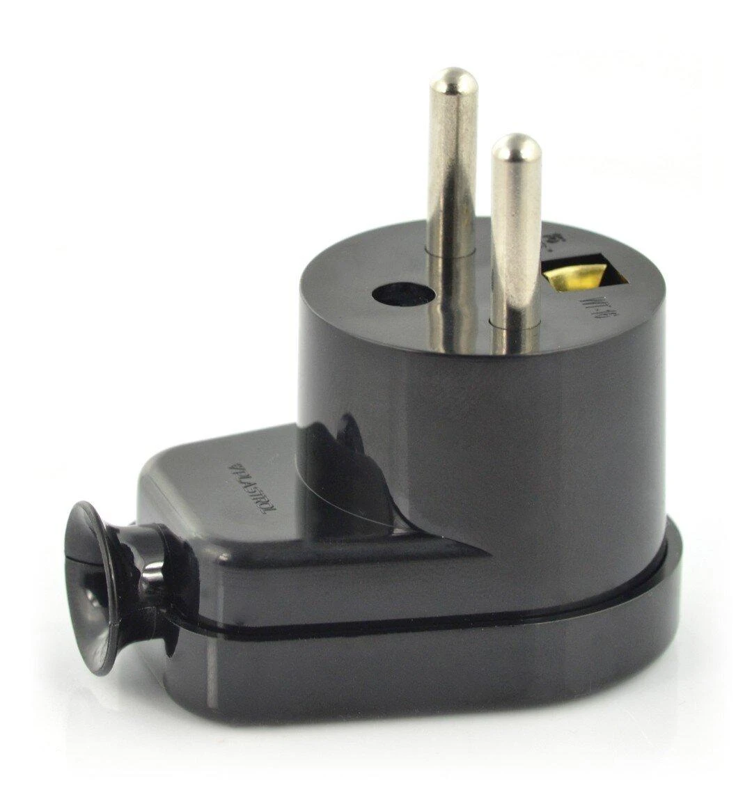 Juodas kampinis maitinimo kištukas WT-16