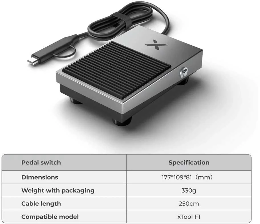 xTool F1 pedalo jungiklis su jungties laidu