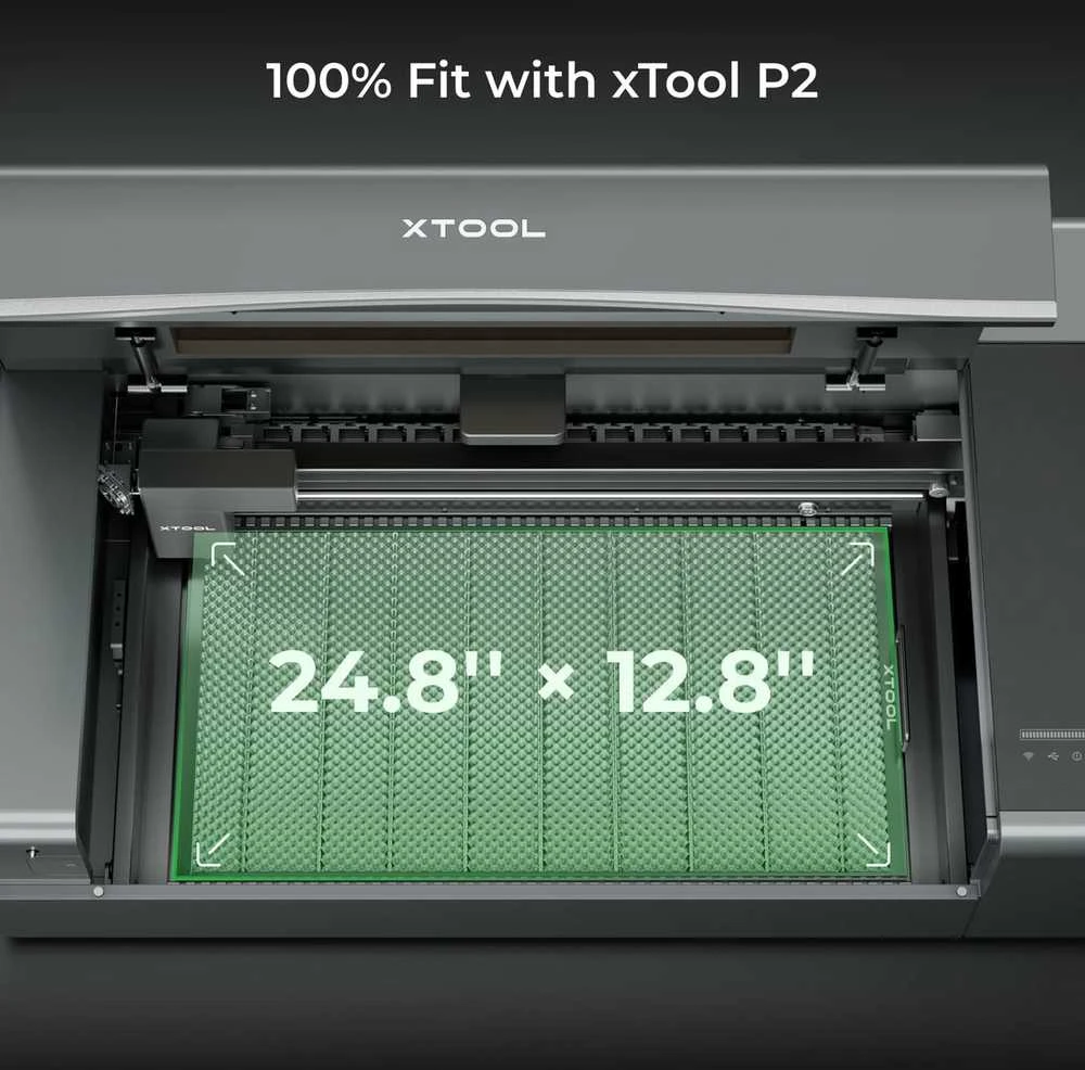 xTool P2 korio plokštė su matmenimis