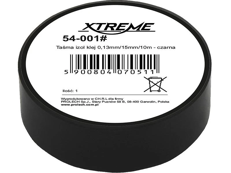 54-001# Xtreme Lipni izoliacinė juosta 0.13mm 15mm 10m - juoda