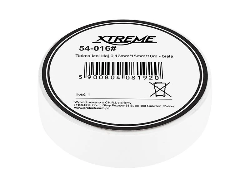 54-016# Xtreme Lipni izoliacinė juosta 0.13mm 15mm 10m - balta