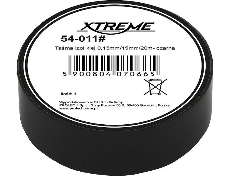 54-011# Xtreme Lipni izoliacinė juosta 0.15mm 15mm 20m - juoda