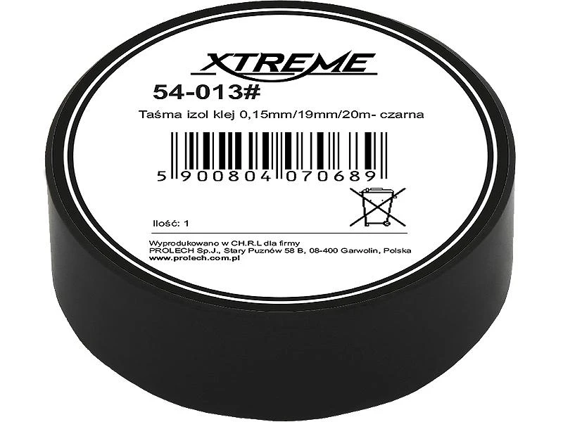 54-013# Xtreme Lipni izoliacinė juosta 0.15mm 19mm 20m - juoda