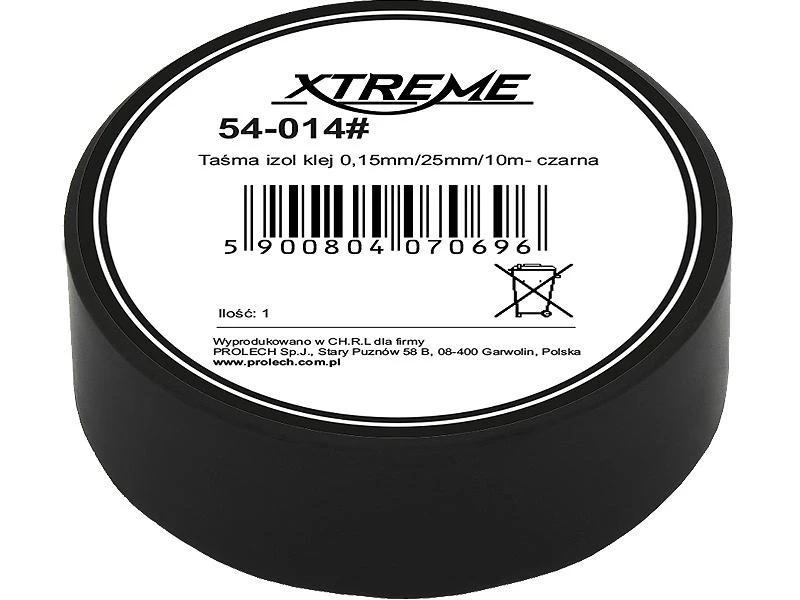 54-014# Xtreme Lipni izoliacinė juosta 0.15mm 25mm 10m - juoda
