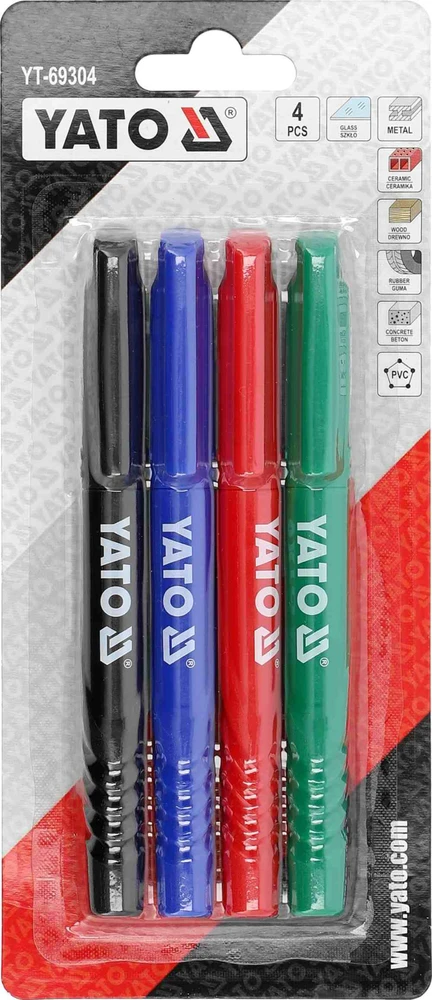 Yato Toya Sa Poland Techniniai markeriai | 4 vnt | juoda žalia raudona mėlyna (YT-69304)