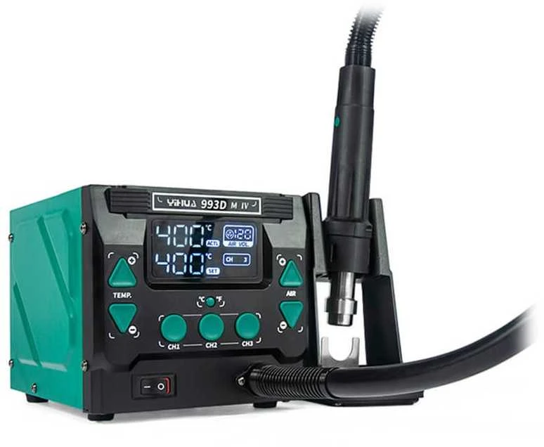 Yihua 993DM-IV litavimo stotis su valdymo pultu ir pistoletu