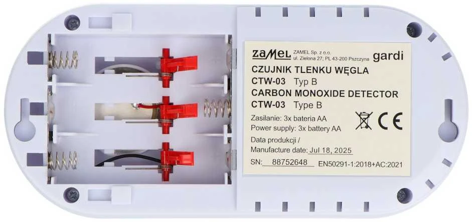 Zamel Supla Baterijomis maitinamas anglies monoksido detektorius - Zamel CTW-03