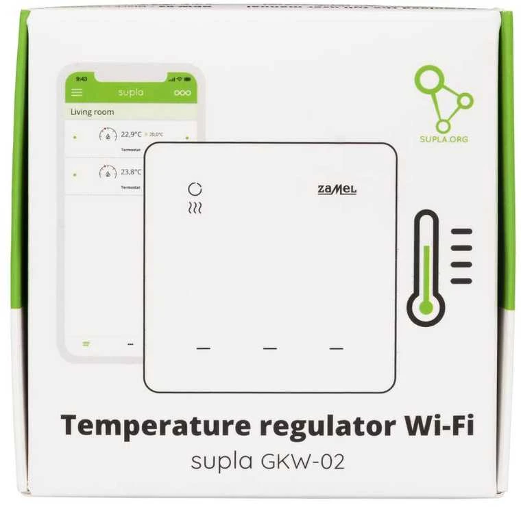 Zamel Supla GKW-02 – šildymo valdiklis – WiFi – Android / iOS programėlė – baltas