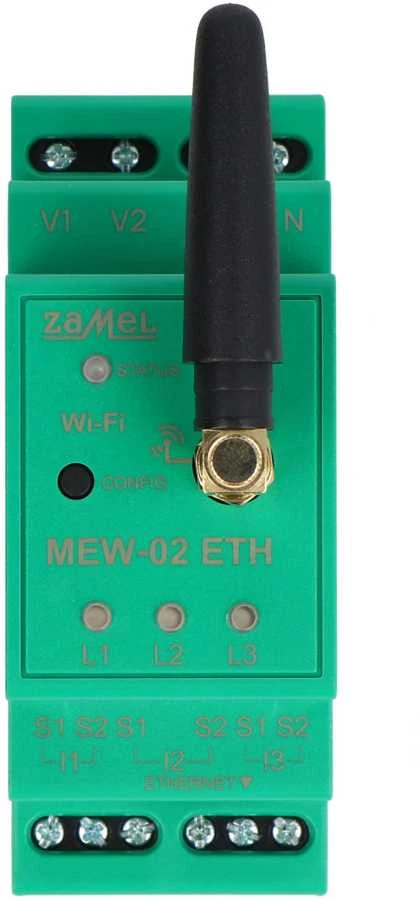 Zamel Supla MEW-02 ETH - elektros suvartojimo monitorius 3F+N WiFi - 3x SC-16 100A transformatorius
