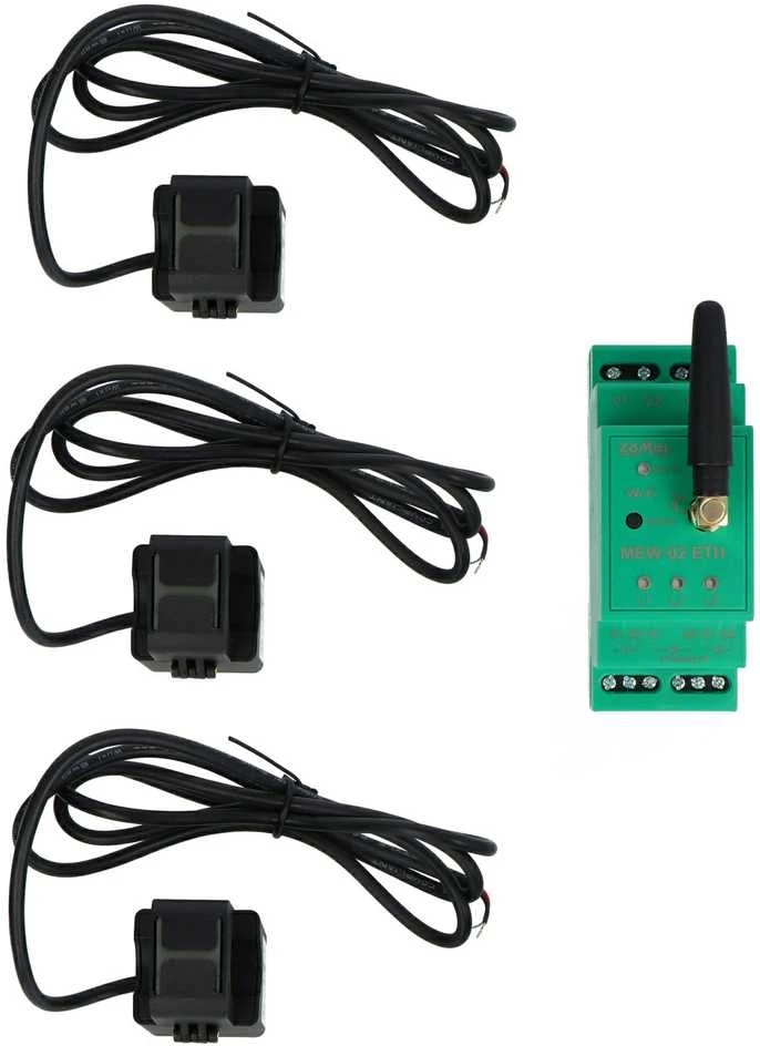 Zamel Supla MEW-02 ETH - elektros suvartojimo monitorius 3F+N WiFi - 3x SC-16 100A transformatorius