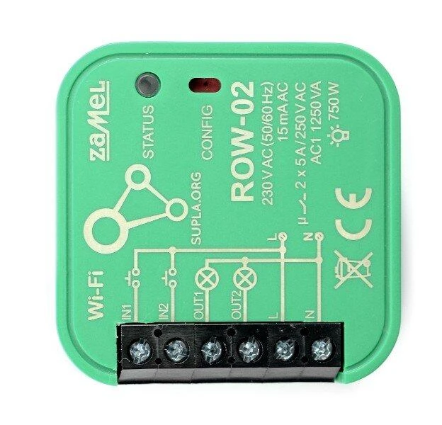 Zamel Supla ROW-02 - 2x relė 230V Wifi - Android/iOS programėlė
