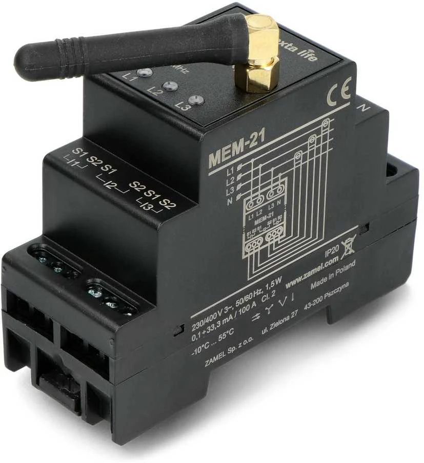 Zamel Supla Zamel Exta Life MEM-21 - elektros suvartojimo monitorius 3P+N - 868 MHz
