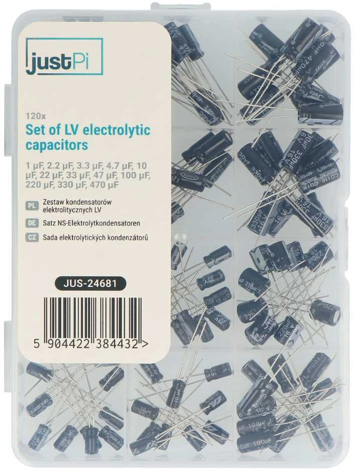 Elektrolitinių kondensatorių rinkinys dėžutėje