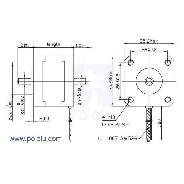SY35ST28-0504A zingsninio variklio techninis matmenu braizynas